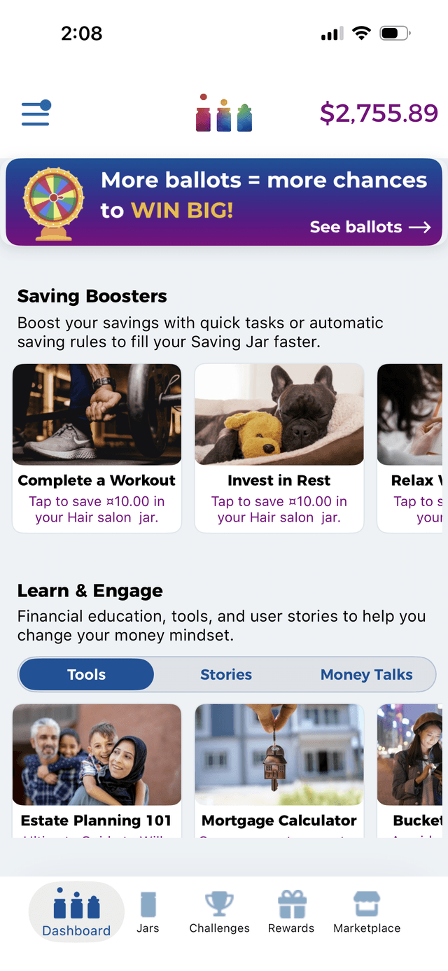 Save to Win in the QUBER app